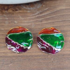 🔥3 for $33🔥Vintage Bold Multicolor Metal Circle Earrings